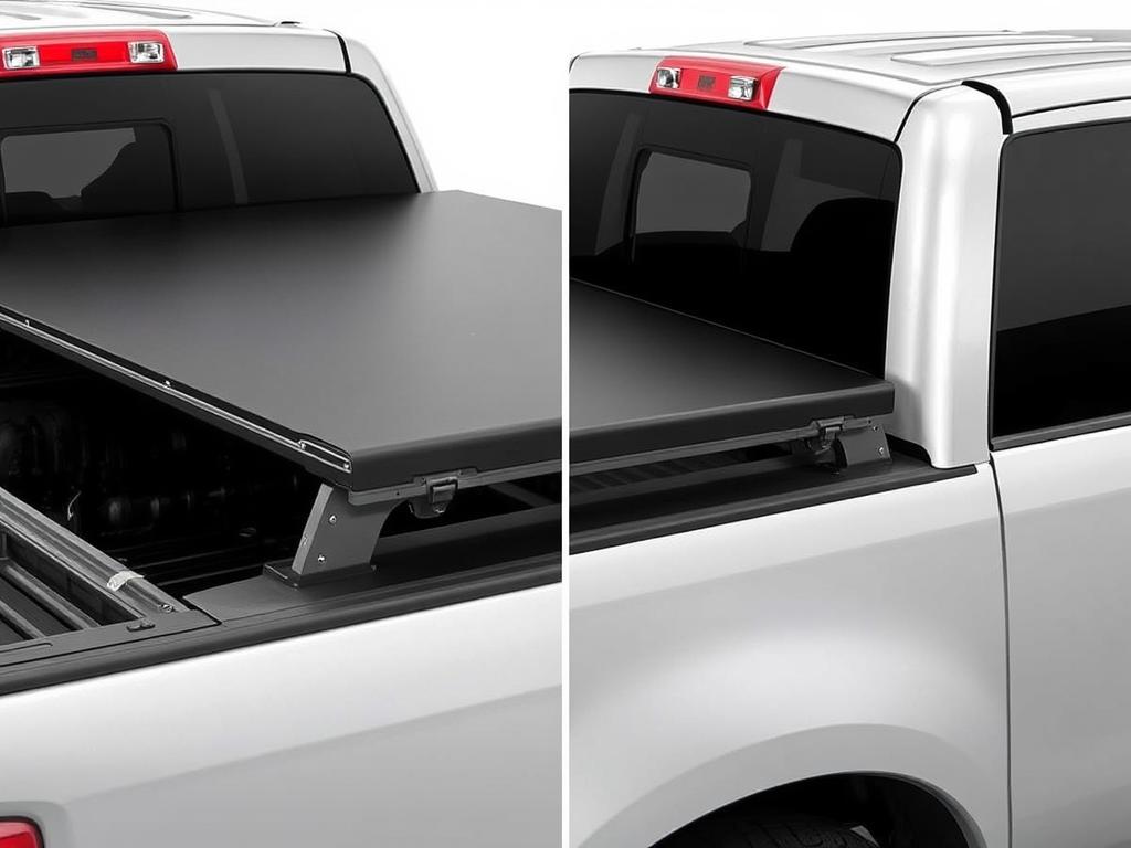 YITAMOTOR tonneau cover in folded position showing access to truck bed