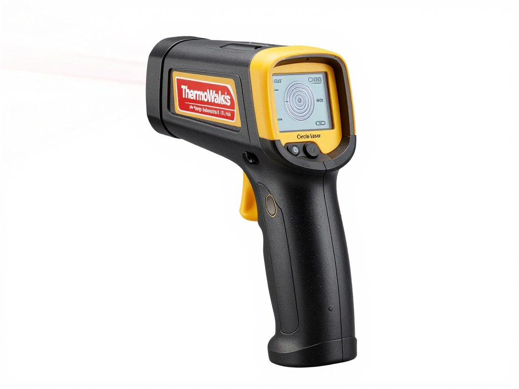 ThermoWorks Hi-Temp Industrial IR thermometer showing circular laser pattern