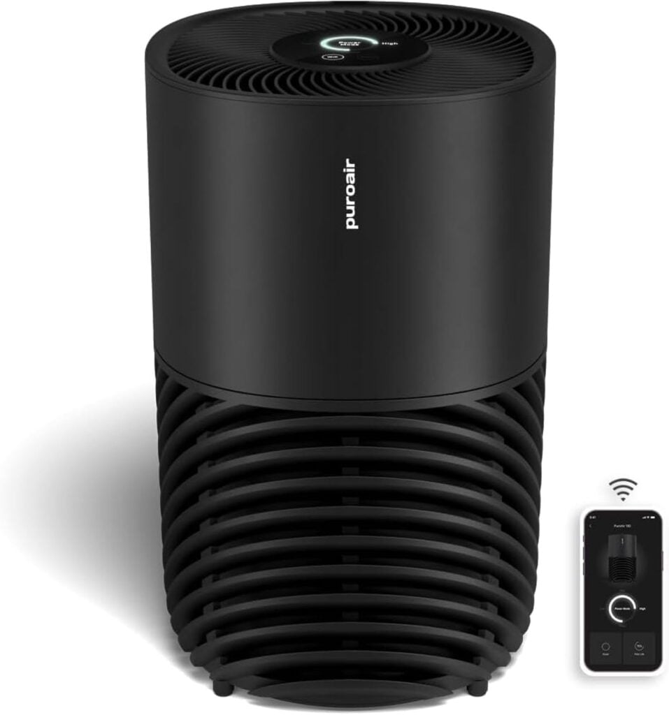PuroAir 130i HEPA Smart Air Purifier in a modern living room setting
