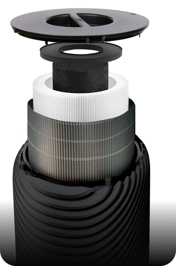 PuroAir 130i HEPA Smart Air Purifier showing the 3-layer filtration system
