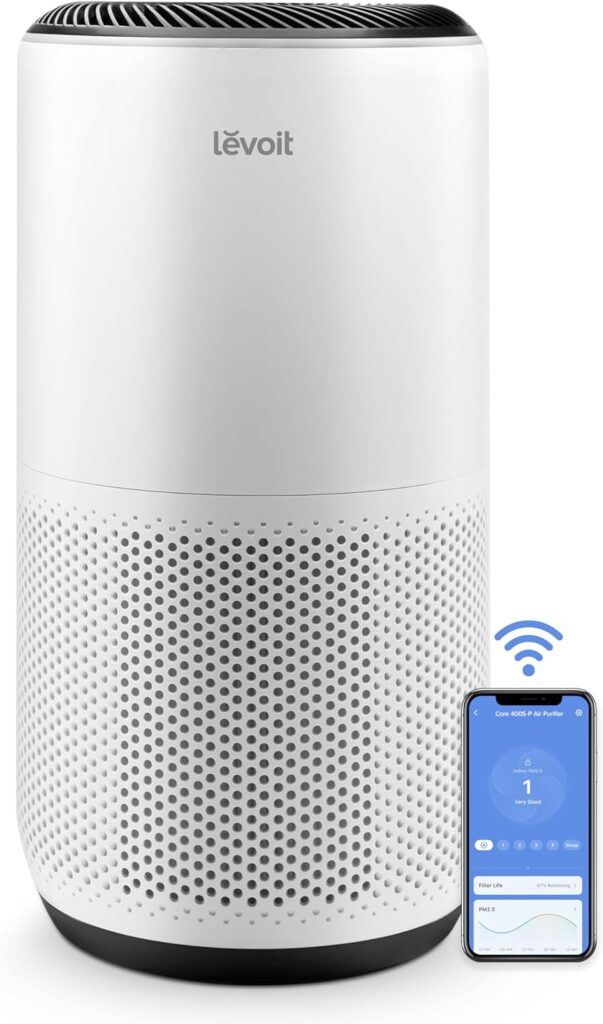 Levoit Core 400S smart air purifier white tower design